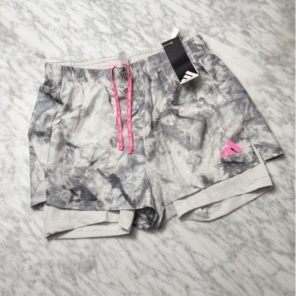 Adidas OTR Own The Run 7” 2-in-1 Running Shorts Spray Dye gray women's S JN9669